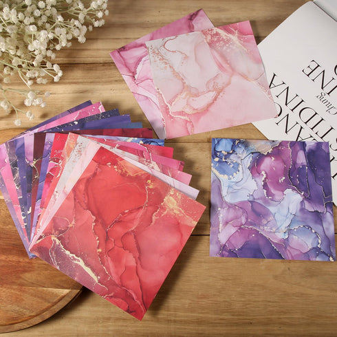 24pcs 6 x 6 Inch Marbled Scrapbook Paper, 12 Styles Aesthetic Paper Sheets Bronzing Design Single Sided Decorative Marble Pattern Paper Pad Craft ...
