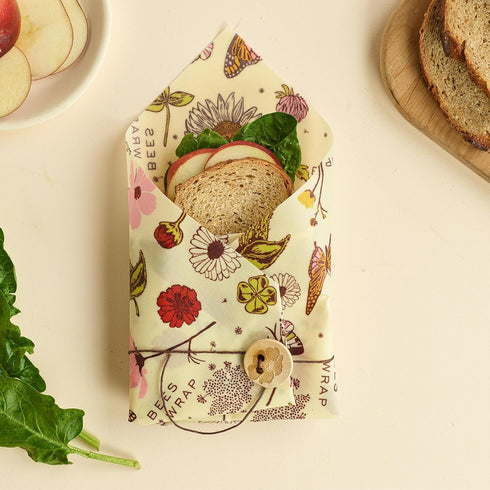 Bee's Wrap Vegan Beeswax Wraps for Food - Vegan Meadow Magic Sandwich Wrap - Made in USA Reusable Bread Bags - Organic & Eco-Friendly Alternative ...