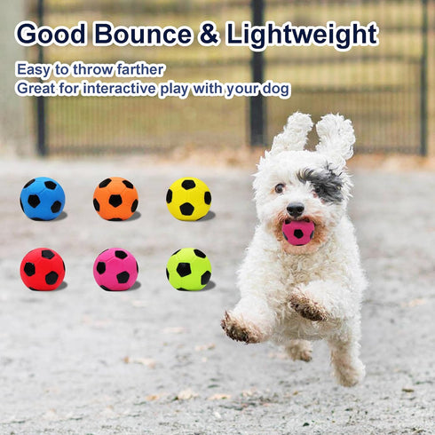 2'' Latex Squeaky Dog Soccer Ball Toys, Dog Football Ball for Puppy Small Medium Dogs, Vibrant Colors Soccer Chew Fetch Throw Ball 6 Pcs/Set...
