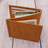 Men's Cowhide Trifold/Bifold Double Money Clip Wallet (Z Money Clip) (Tan Outside ID)...
