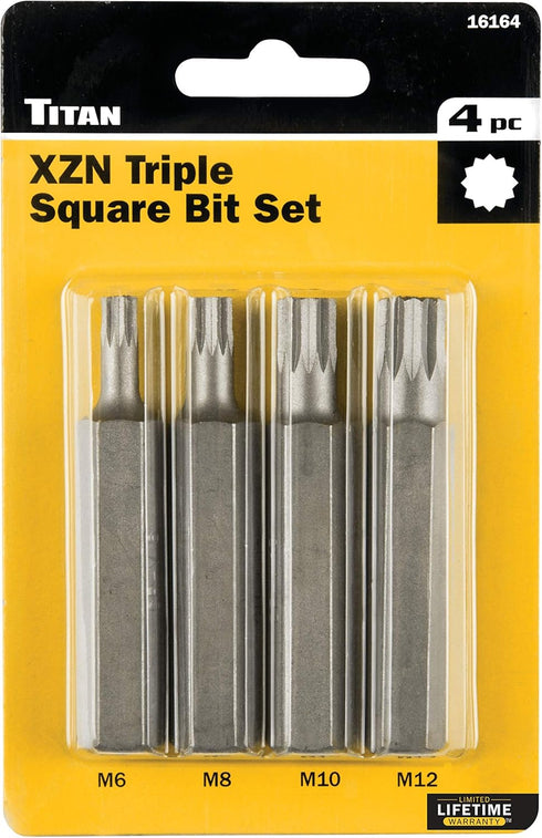 Titan 16164 1/2" Drive XZN Triple Square Bit Set, 4 Piece...