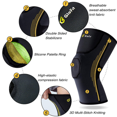 Professional Knee Brace, Compression Knee Sleeve with Patella Gel Pad & Side Stabilizers, Knee Support Bandage for Pain Relief, Medical Knee Pad...