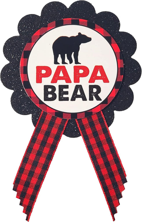 Papa Bear Daddy to Be Pin Buffalo Plaid Baby Shower for dad to wear at Gender Reveal, Red & Black Pin, Baby Sprinkle...