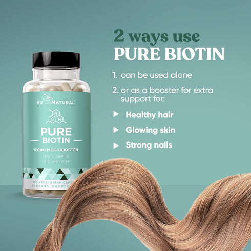 Biotin 5000 mcg Hair Skin Nails Supplement – High-Potency Hair Growth Vitamins for Women & Men – Provide Powerful Support for Healthy Hair, Strong...