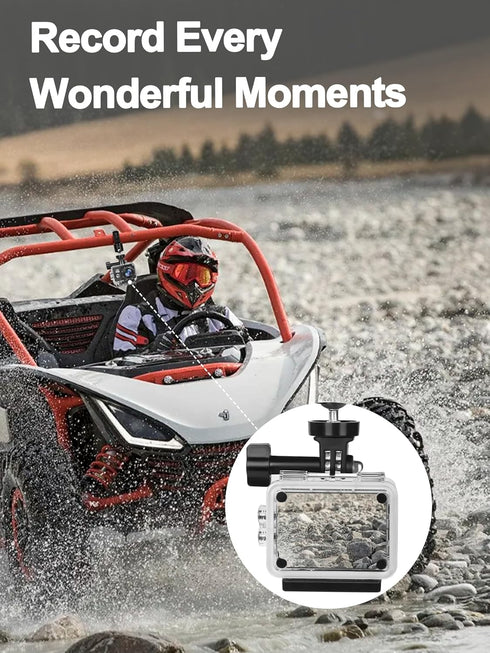 UTV Camera Mount for GoPro & More, Aluminum Bracket Fits 1.75"-2" Roll Cage on Polaris RZR, 360° Rotation UTV Camera Holder Compatible with Insta3...