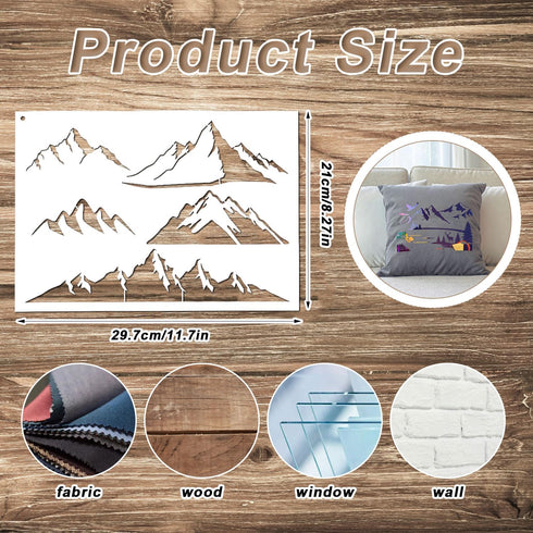 6pcs Mountain Stencils for Painting on Wood, Reusable Wood Burning Stencils Pine Tree Wildlife Deer Template Forest Pattern Stencils for Wall Draw...