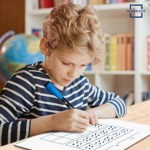 SCRIBBLEDO Dry Erase Ten Frame Area Model Board 9" x 12" Double Sided Whiteboard Math manipulatives for Kids - Area Model and 2 Ten Frames Math Pr...