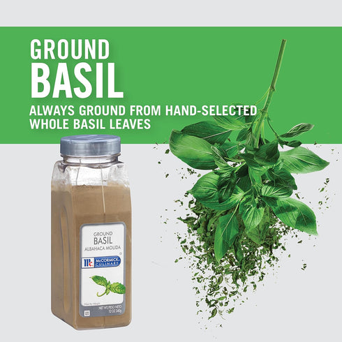 McCormick Culinary Ground Basil, 12 oz - One 12 Ounce Container of Basil Leaf Powder to Enhance Flavor of Tomato-Based Sauces, Roasted Chicken, Pi...