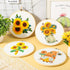 4 Set Embroidery Kit for Beginners Sunflower Adults Cross Cloth DIY Needlepoint Kit with Floral Gnome Stamped Patterns, Instructions, Embroidery H...