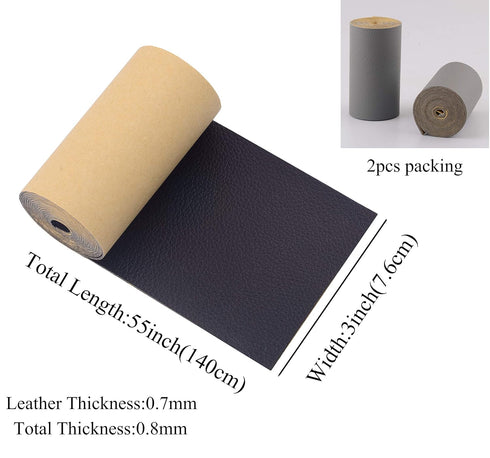 KJML DIY Leather Repair Patch Tape for Couches 2packs kit 3X55inch Self-Adhesive refinisher cuttable for Furniture Sofa Vinyl Car Seats Couch Chai...
