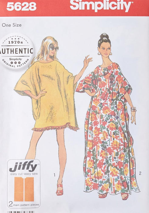 Simplicity UV5628OS 1970's Vintage Fashion Women's Caftan Sewing Pattern Kit, Code 5628, Sizes 8-40...