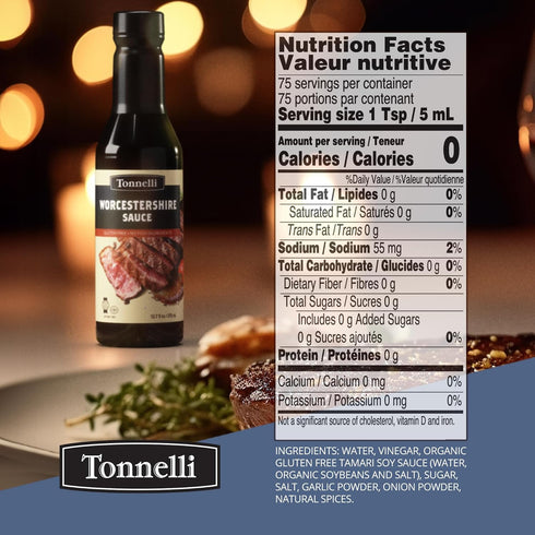 Tonnelli Vegan Friendly Worcestershire Sauce 12.7oz | Vegan, Fish Free, Gluten Free, Kosher...