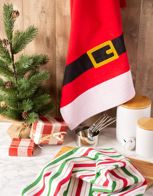 DII Holiday Dish Towels Christmas Kitchen Décor, 18x28, Santa Belt, 2 Piece...