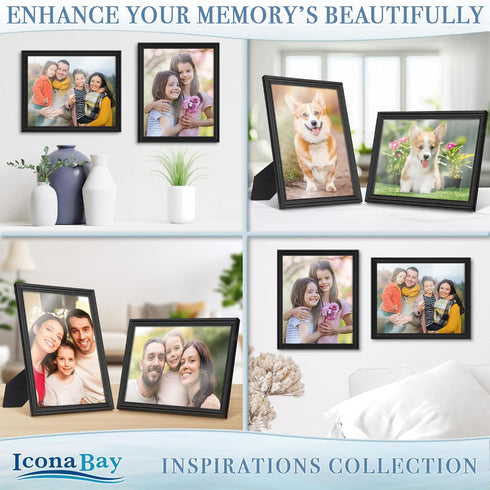 Icona Bay 8x10 Black Picture Frame Beautifully Detailed Molding, Contemporary Picture Frame Set, Wall Mount or Table Top, Inspirations Collection...