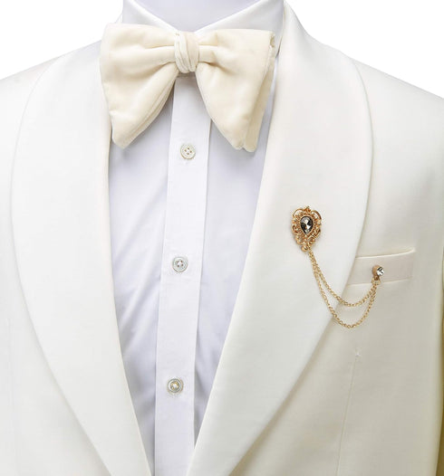 Knighthood Brooch Pin Champagne Stone with Gold Engraving Metal Crystal Chain Lapel Pin Badge Coat Suit Jacket Wedding Gift Party Shirt Collar Lap...