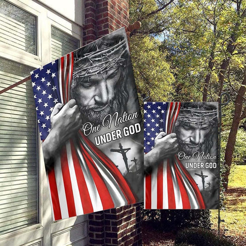 One Nation Under God Garden Flag - Christian - Jesus - USA Double Side Garden Flags House Yard Decor 28x40in...