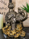 Ebros Small Feng Shui Auspicious Elephant Carrying Wealth Pot With Trunk Up Standing On Golden Coins Ingots And Nuggets Statue 4.25"Long Home Deco...