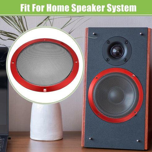 ACROPIX Universal 8" Car Speaker Grills Cover Mesh Round 8 Inch Audio Speaker Subwoofer Guard Protector Case with Mounting Screws Iron Red Black -...