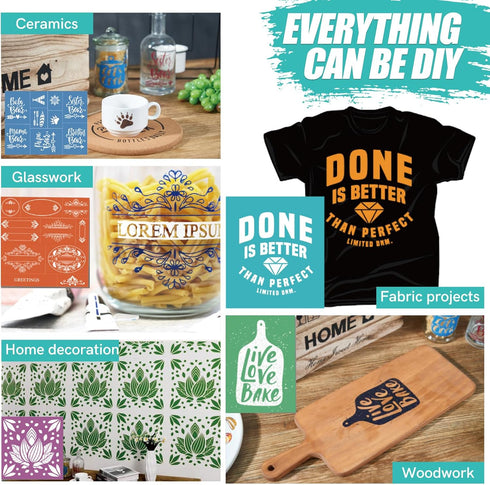 2Pcs Letters Pattern Silkscreen Stencil ,Reusable Self-Adhesive Silk Screen Printing, for Decor/Printing on Wood/Fabric/Wall/Cup/Plate/Glass/Paper...