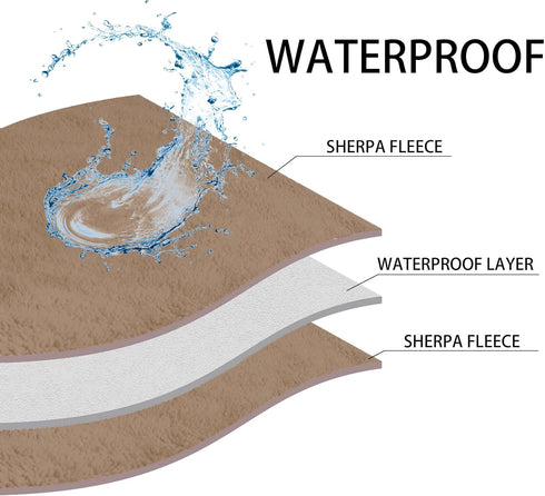 Fuzzy Dog Blanket for Couch Bed Sofa, Waterproof Pet Blanket for Dogs Puppies Cats, Soft Sherpa Fleece Throw Blanket, Brown, M...