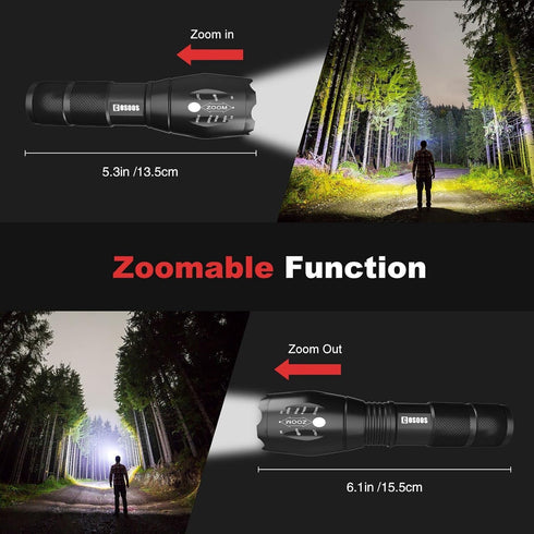 COSOOS LED Flashlight with Holster, Bright Tactical Flashlight 1000 Lumen, Zoomable 5-Mode Portable Waterproof Flash Light for Emergency, Hiking, ...