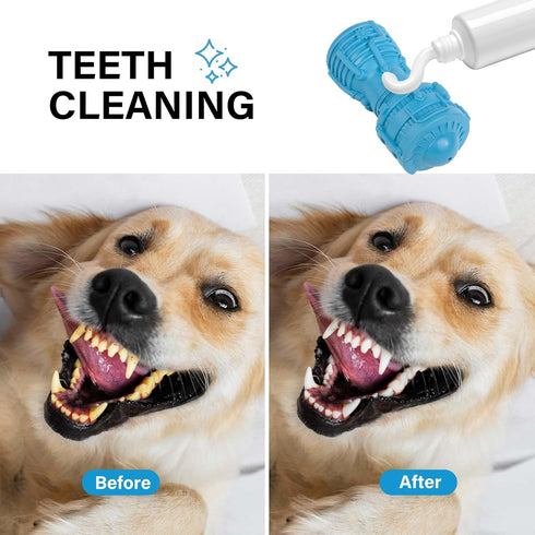 PrimePets Dog Chew Toy, Squeaky Dog Toy for Large Medium Dogs, Blue Rubber Enrichment Toy for Interactive Play, Teeth Cleaning, Milk Flavored Dent...