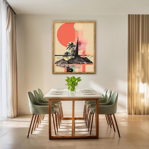 Posterizer 1 pcs-beach and sunset vibes aesthetic funky collage-Retro Art-Coastal & Nautical Art-Gift for Nature, Surfers and Beach Lovers- UNFRAM...