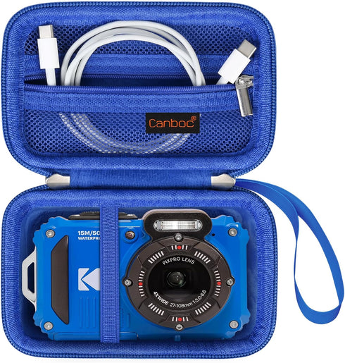 Canboc Carrying Travel Case for KODAK PIXPRO WPZ2 Rugged Waterproof Digital Camera, Underwater Photography Camera Bag, Zipper Mesh Pocket fits USB...