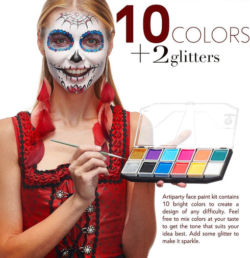 Face Paint Kit - Dermatologically Tested, Non-Toxic & Hypoallergenic - Professional Painting for Kids & Adults - Cosplay Makeup - Easy to Apply & ...