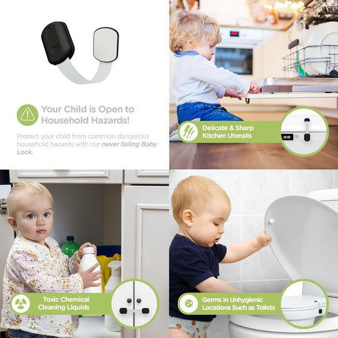 Baby Proofing Child Safety Locks (2 Pack) by Skyla Homes - The Safest, Quickest and Easiest 3M Adhesive Cabinet Latches, No Screws & Magnets, Mult...