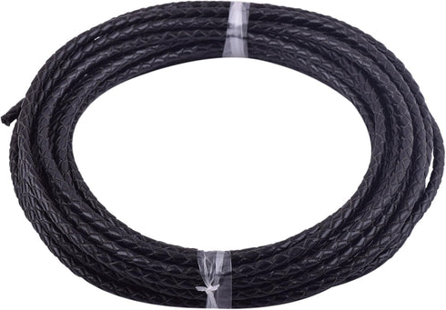 KONMAY 5 Yards 3.0mm Round Black Geneuine Braided Leather Cord Bolo Leather Cord...