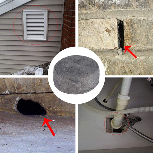 Steel Wool for Mice Control - |15FT (150G)| - Steel Wool 0000 Fill Fabric Fine Wire Wool to Keep Annoying Animals away from Holes Wall Cracks Vent...