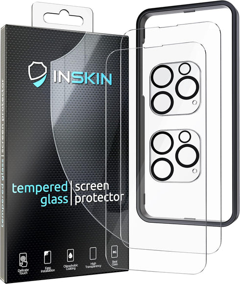 Inskin Tempered Glass Screen Protector for iPhone 14 Pro Max 6.7 inch - Ultimate 2+2 Bundle with Camera Lens Guard and Auto Alignment Tray - Ultra...
