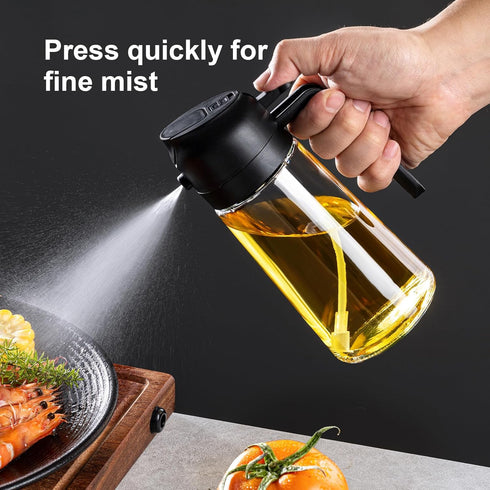 Oil Dispenser Bottle for Kitchen - 16oz / 470ml Olive Oil Bottle - 2 in 1 Olive Oil Dispenser & Oil Sprayer with Brush - Oil Sprayer for Cooking, ...
