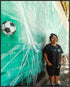 Posterizer 1 pcs-Footballer-soccer player standing in front of a mural 1-Sports & Hobby Art Gifts for sports fans Decor for Home & Office- unframe...