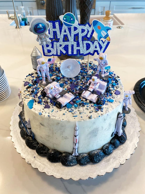 JeVenis Space Birthday Cake Topper - Cupcake & Rocket Decoration - Astronaut Cake Decoration...