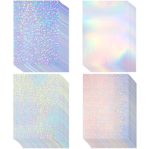 36 Sheets Self-Adhesive Paper Holographic Transparent Paper A4 Waterproof Self-Adhesive Transparent Film 11.7 x 8.3 Inches (Gem, Point, Colorful, ...