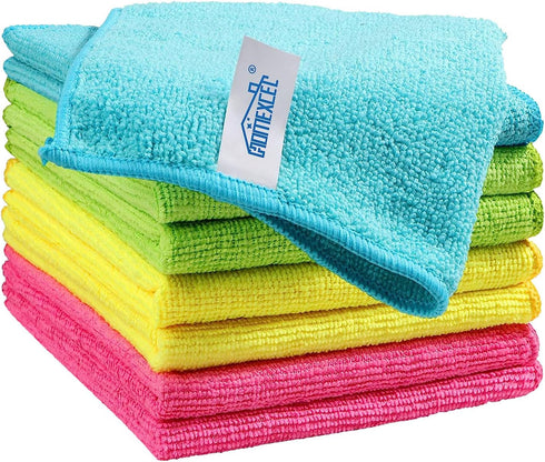 HOMEXCEL Microfiber Cleaning Cloth,8 Pack Cleaning Rag,Cleaning Towels with 4 Color Assorted,11.5"X11.5"(Green/Blue/Yellow/Pink)...