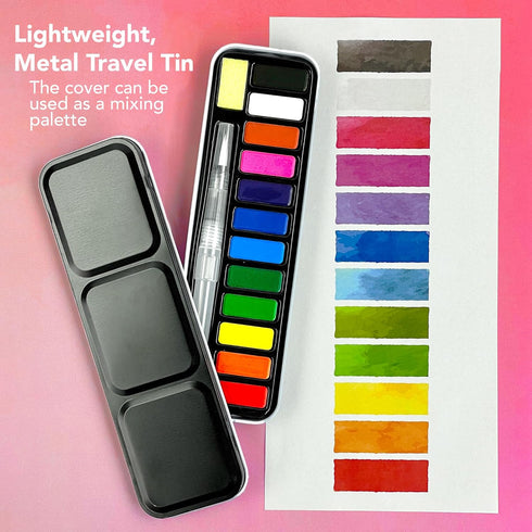 ArtSkills Travel Watercolor Kit, Watercolor Paint Set for Kids & Adults, Travel Palette with Water Brush...