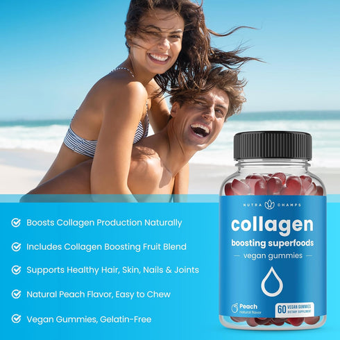 Collagen Boosting Gummies | Collagen Booster Gummy for Natural Collagen Production | Hair, Skin, Nails, Joint Support | Vegan Pectin Supplements C...