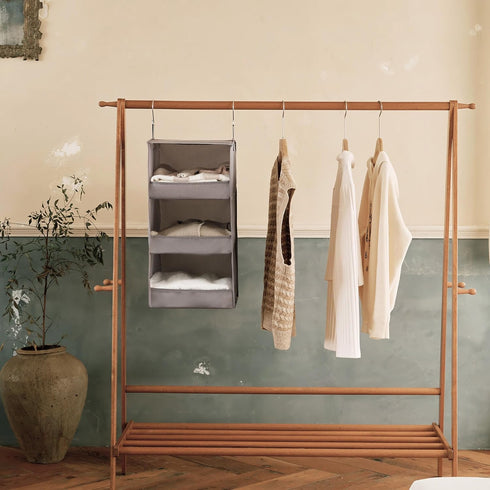 GRANNY SAYS 3-Shelf Hanging Closet Organizer and Storage, Collapsible Hanging Closet Shelves, Hanging Organizer for Closet & RV, Gray, 29 ½" H X 1...