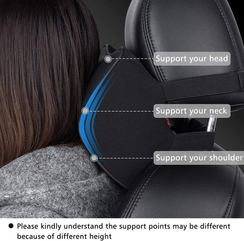 Memory Foam Car Neck Pillow Soft Leather Headrest for Driving Home Office Black (1PC)...