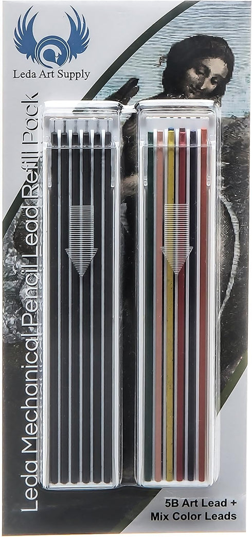 Leda Mechanical Pencil Black and Mixed Colors Lead Refill Pack for drawing and sketching...