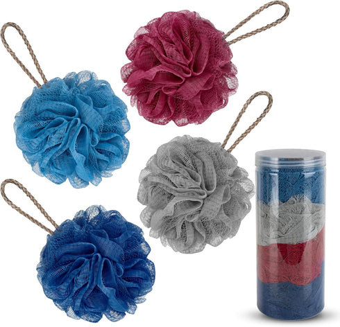 Multi Color Optional Shower Ball Soft Sponge Scrubbing Exfoliating and Skincare Removing Bath Sponge Luffa Body Scrub Cotton Mesh Bag Shower Ball ...