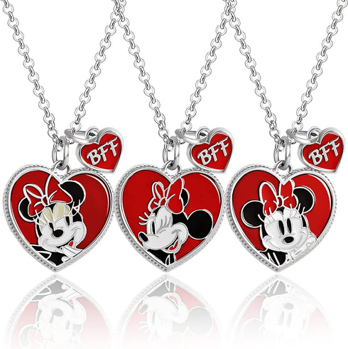 Disney Girls Minnie Mouse BFF Necklace Set of 3 - Best Friends Necklaces with BFF Charm and Minnie Mouse Pendant...