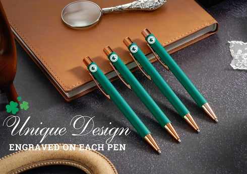 InnoBeta Irish Gifts for Women, Men, Teens, Ballpoint Pen Set of 4, Lucky Shamrock Irish Theme Stuff for Friends, Coworkers...