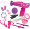 Little Girls Beauty Hair Salon Toy Kit with Toy Hairdryer, Mirror & Other Accessories, Fashion Pretend Makeup Set for Kids...