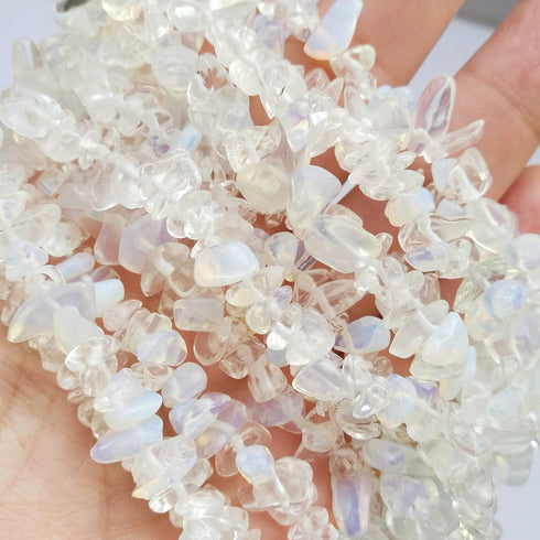 5-10mm Opalite Irregular Tumbled Chip Beads for Jewelry Making, Healing Crystal Drilled Loose Bead Strand DIY Craft Supplies(2 Strands)...