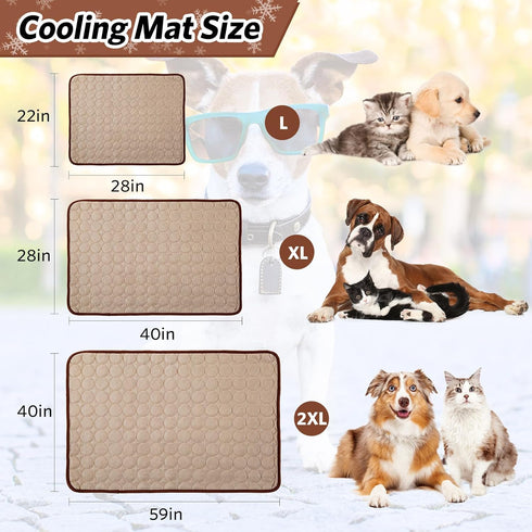 Pet Dog Cooling Bed Mats,Self Cooling Pet Dog Cool Mat Pads for Dogs Cats Indoor and Outdoor (Blue, Coffee)...