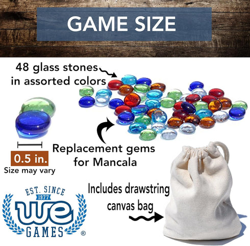 WE Games Replacement Glass Mancala Stones in Assorted Colors...